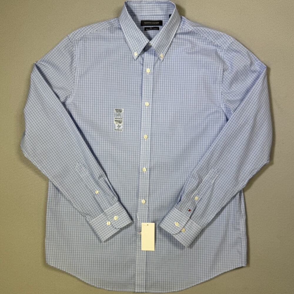 Tommy Hilfiger Men's Flex Regular fit Dress Shirt, Jab Blue 16 34-35 $85